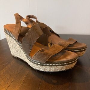 Franco Sarto Army Green Leather Wedge Sandals